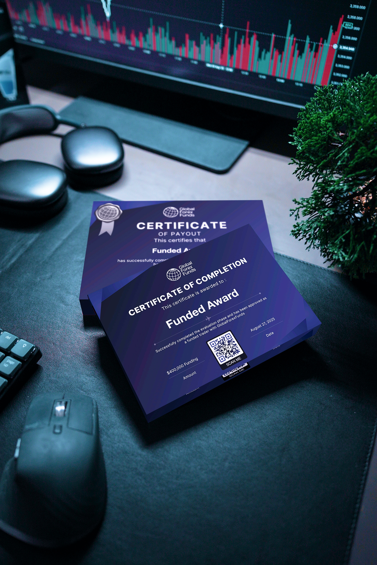 Global Forex Funds certificates verified by FundedAward